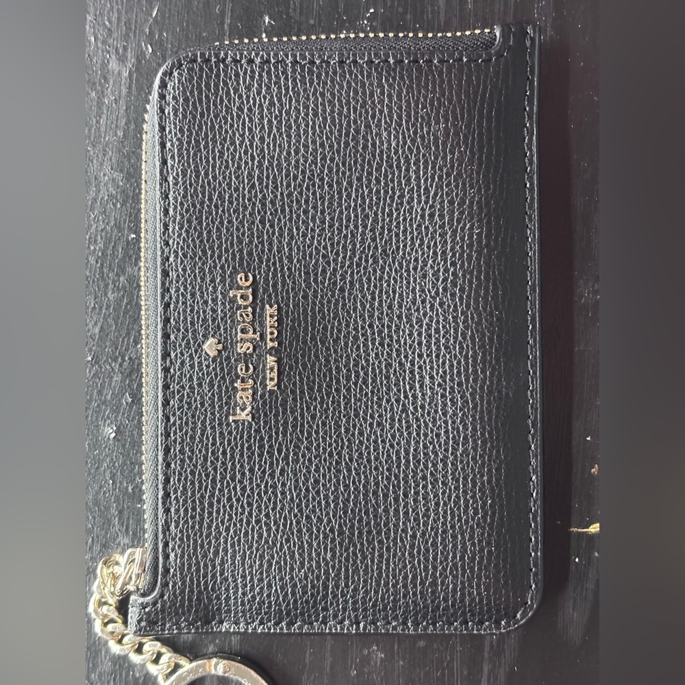 Kate Spade Black Textured Wristlet with silver Chain